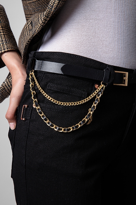 ROCK CHAIN BELT LEATHER NOIR 2