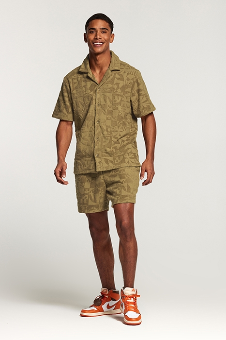 MEN TOWELING SHORTSLEEVE SHIRT DARK MOSS GREEN 3