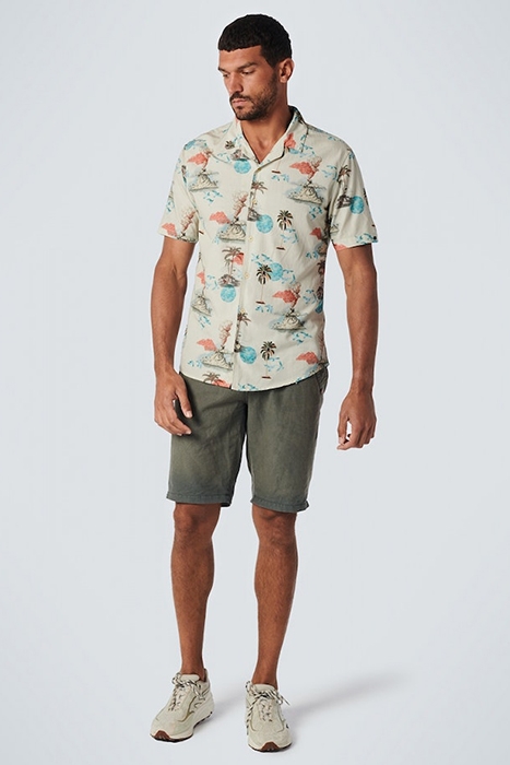 SHORT WITH LINEN GARMENT DYED CHINO DARK SEAGREEN 3