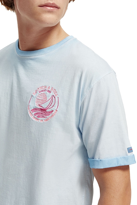 COLD DYE TEE WITH CHEST ARTWORK SEA BLUE 3