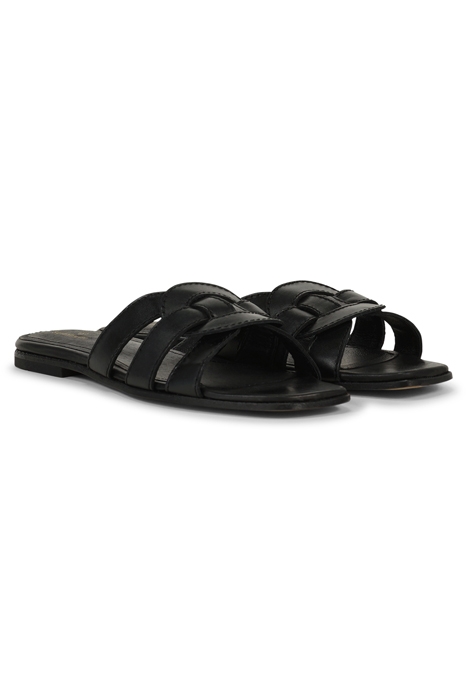 OVAL RING LEATHER SANDAL BLACK 1