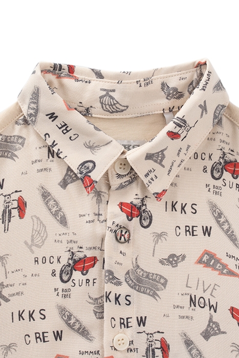 BABY BOYS’ BEIGE ROCK RIDER PRINT MIXED FABRIC SHIRT 3