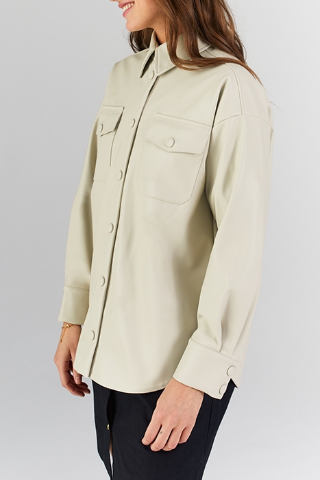 ECRU SYNTHETIC FABRIC OVERSHIRT 3