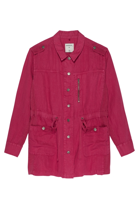LINEN JACKET WITH CARGO BAGS RED BUD 1