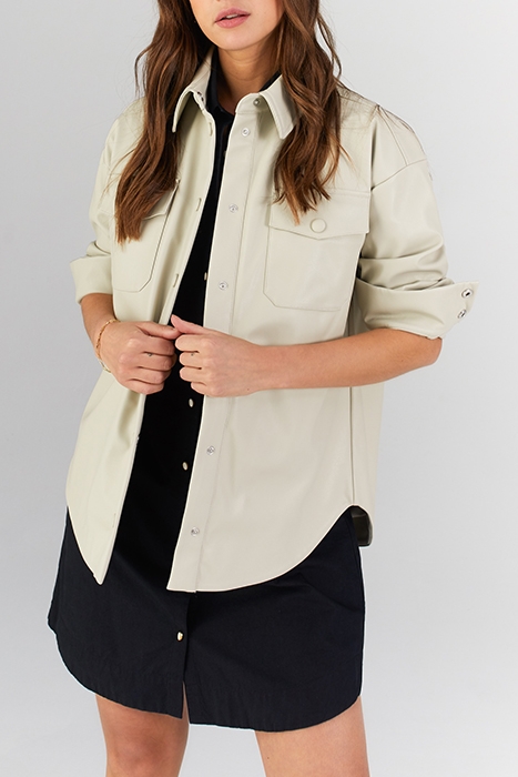 ECRU SYNTHETIC FABRIC OVERSHIRT 1