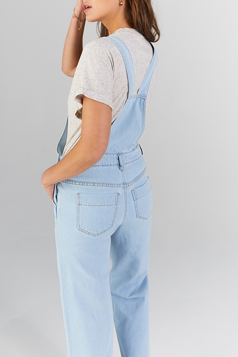 BLUE DENIM WIDE-LEG DUNGAREES 3