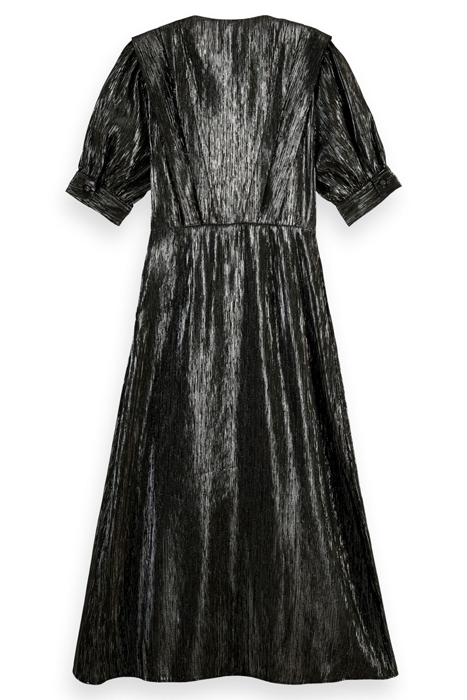 SILVER LONG SLEEVED DRESS WITH PLEAT DETAIL SILVER METALLIC 2