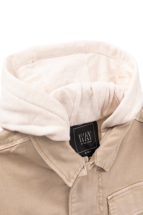 BEIGE DENIM JACKET WITH DETACHABLE HOOD 5