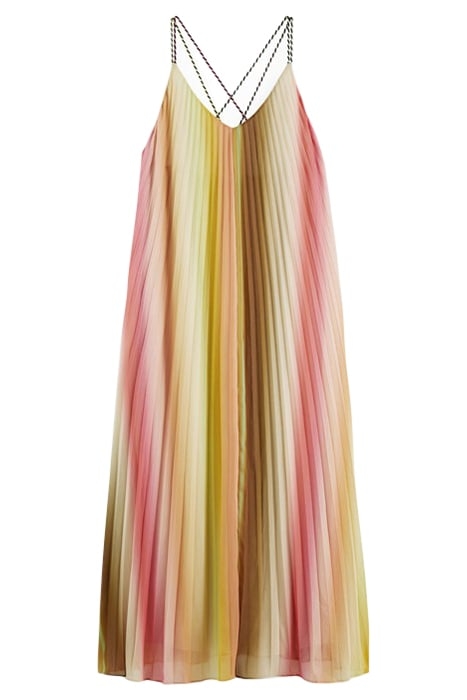 PLEATED RAINBOW MAXI DRESS IN RECYCLED POLYESTER RAINBOW OMB 1