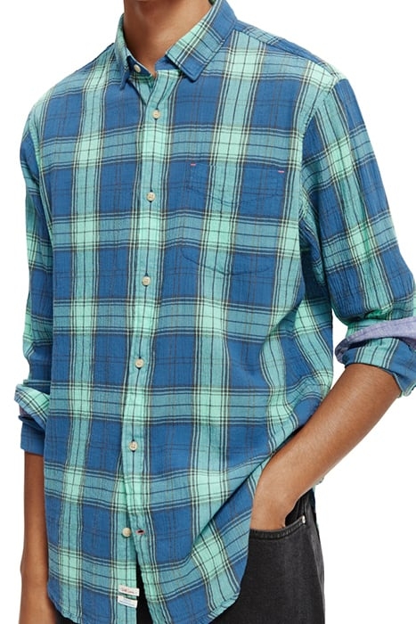 REGULAR-FIT CHECKED SEERSUCKER VOILE SHIRT COMBO A 6