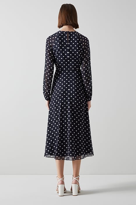 ADDISON MIDI DRESS NAVY/CREAM 2