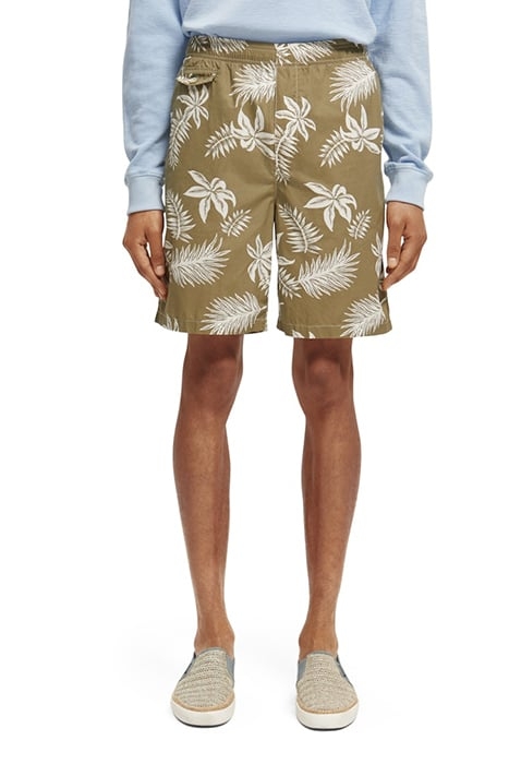 SEASONAL RELAXED STRAIGHT - PRINTED POPLIN BERMUDA KHAKI LEA 3