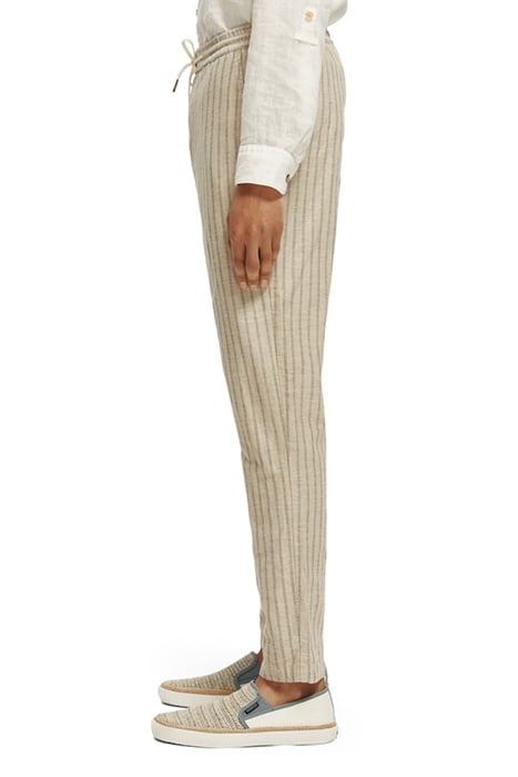 WARREN- STRIPED COTTON LINEN JOGGER SAND/ BLACK STRIPE 5