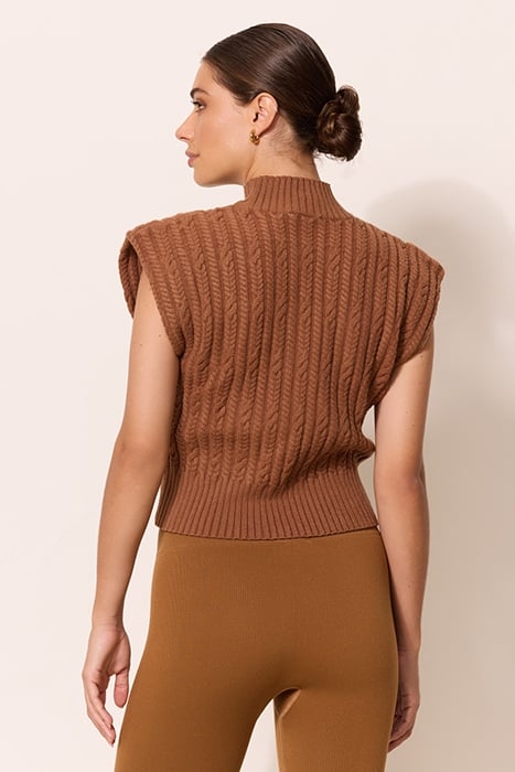 BLAKE CABLE KNIT SLEEVELESS TURTLENECK NUTHATCH 2
