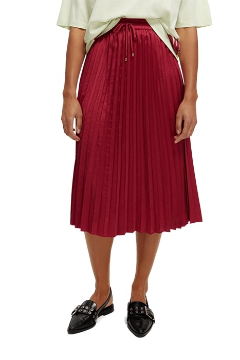 MID LENGTH PLISSÉE SKIRT IN RECYCLED POLYESTER CHERRY PIE 3