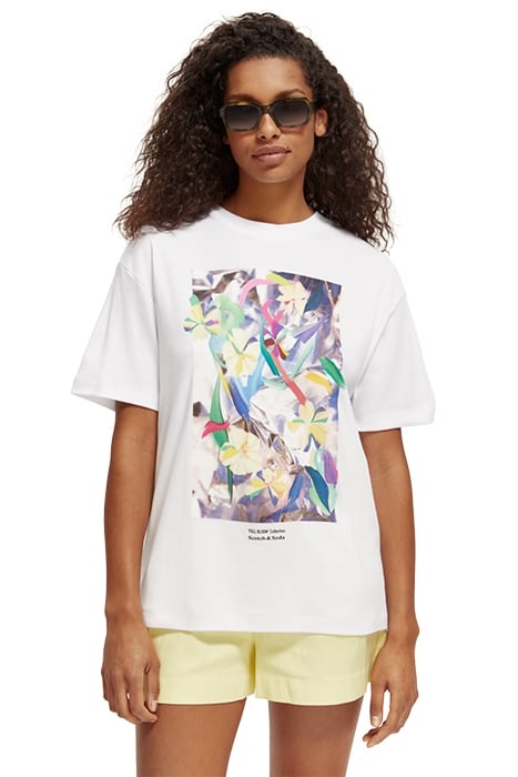 DIGITAL FLOWERS LOOSE FIT T-SHIRT IN ORGANIC COTTON WHITE 3