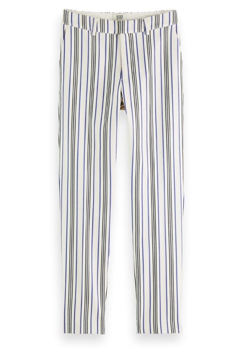 LOWRY - MID-RISE SLIM STRIPED TROUSERS BLUE PINK STRIPES 1