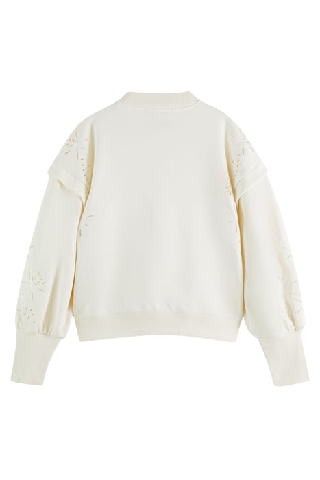 PUFF SLEEVE EMBROIDERY SWEATSHIRT VANILLA WHITE 2