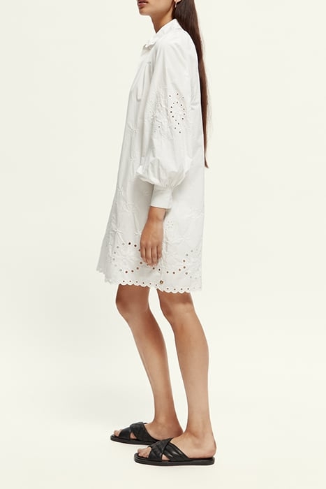 SHIRT DRESS WITH EMBROIDERY DETAIL IN ORGANIC COTTON WHITE 5