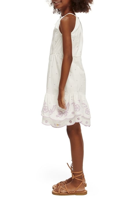 BRODERIE ANGLAISE RUFFLE HEM DRESS OFF WHITE 5