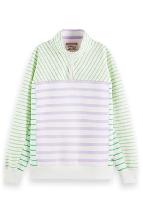 STRIPED RELAXED-FIT HALF-ZIP SWEATER 1
