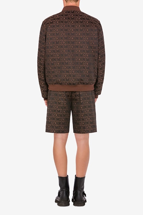 ALLOVER LOGO JACQUARD NYLON BOMBER JACKET DARK BROWN 2