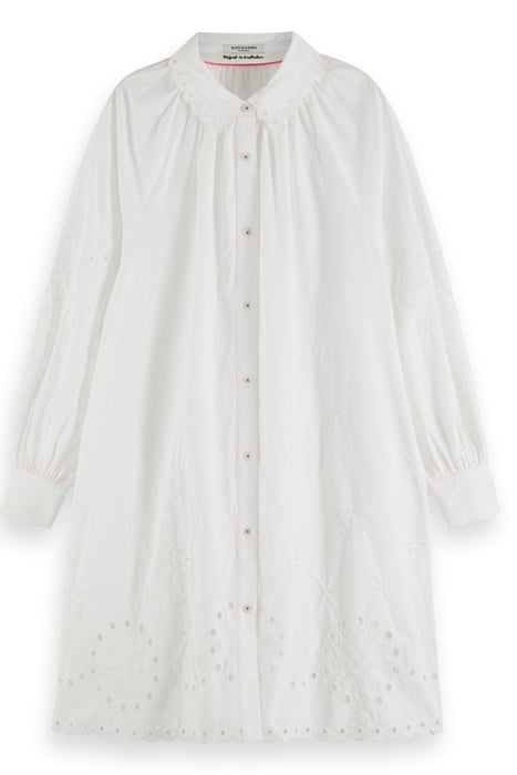 SHIRT DRESS WITH EMBROIDERY DETAIL IN ORGANIC COTTON WHITE 1