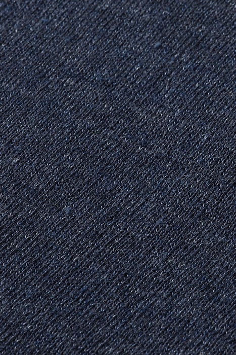 LINEN BLEND CREWNECK PULLOVER WITH FLATLOCK DETAILS NAVY MEL 3