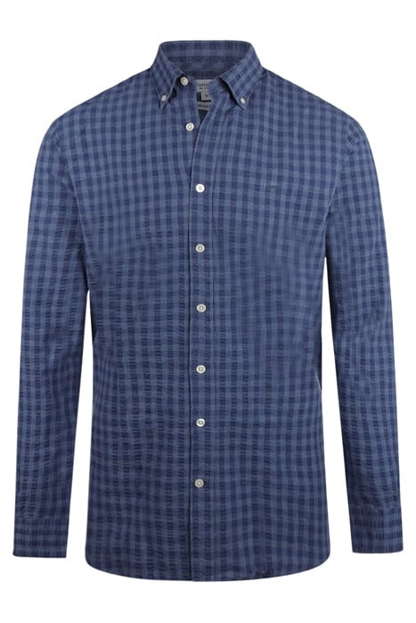 SEERSUCKER CHECK SHIRT MEDIUM BLUE 1