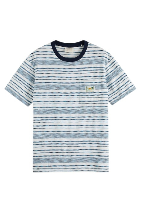 JERSEY STRUCTURED STRIPE TEE WHITE/BLUE STRIPE 1