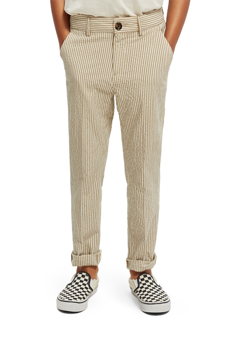 LOOSE TAPERED FIT- STRIPED SEERSUCKER CHINO PANTS SAND STRIP 3
