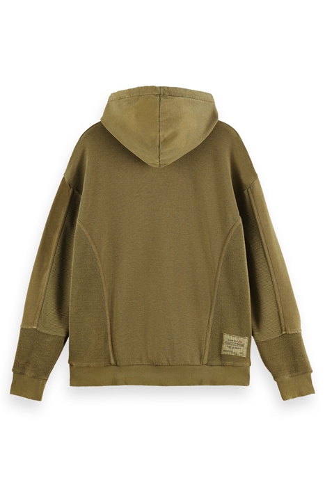 CUT & SEWN PANELLED FELPA HOODIE MILITARY 2