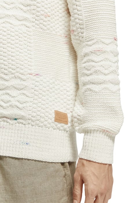 SPACE-DYE YARN STRUCTURED COTTON-BLEND PULLOVER COMBO A 6