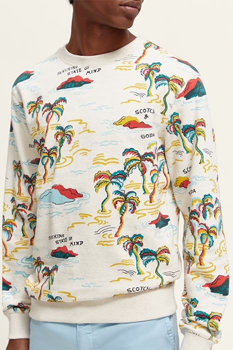 PRINTED SWEATSHIRT WHITE PALMTREE ISLAND AOP 5