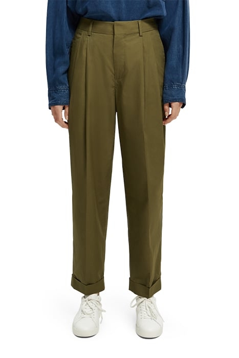 MILA - HIGH RISE TAPERED PLEATED CHINO ARMY GREEN 3