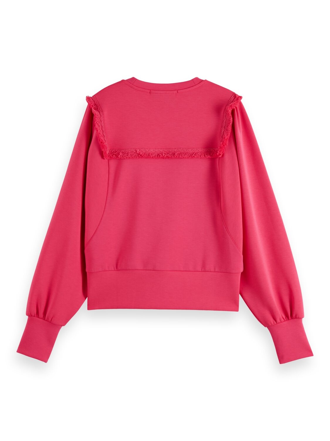 FRINGE TAPE OVERSIZED RAGLAN SLEEVED SWEATER COSMIC PINK 2