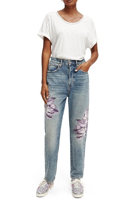 SCOOP-NECK LADDER TAPE T-SHIRT WHITE 4