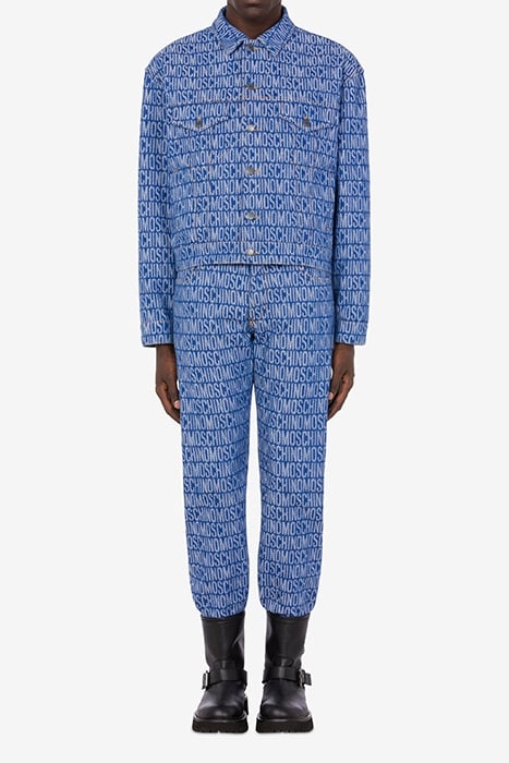 ALLOVER LOGO JACQUARD DENIM JACKET BLUE 1