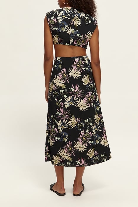 DRAPED STRUCTURED SHOULDER MIDI DRESS ASTER BLACK 4