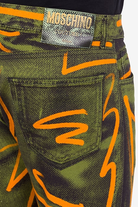 SHADOWS & SQUIGGLES COTTON BULL TROUSERS GREEN 4