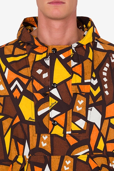 WOOD PRINT NYLON ANORAK BROWN 4