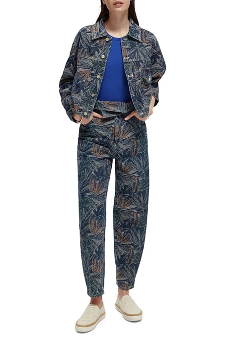 WASHED FLORAL JACQUARD DENIM JACKET WASHED INDIGO 3