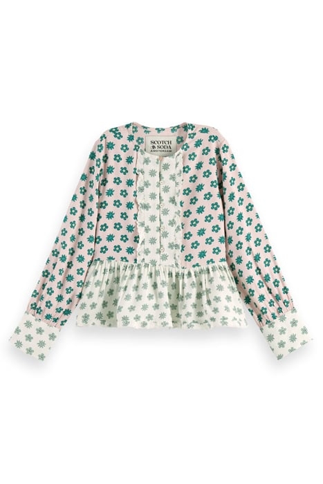LONG-SLEEVED MIXED PRINT TOP PATCHWORK FLOWER 1