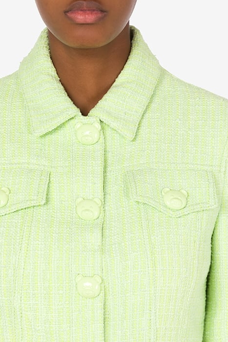 CROPPED JACKET IN TEDDY BUTTONS TWEED GREEN 4
