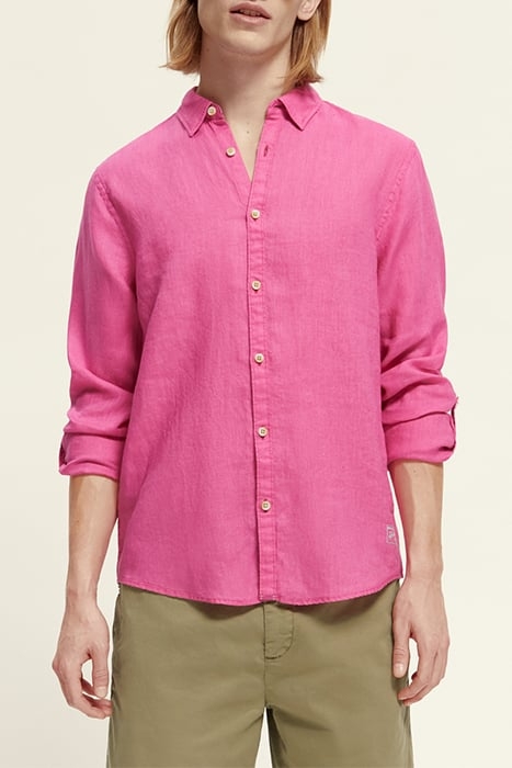 LINEN SHIRT WITH SLEEVE ROLL-UP CERISE 2