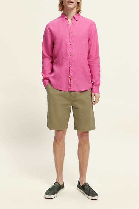 LINEN SHIRT WITH SLEEVE ROLL-UP CERISE 4