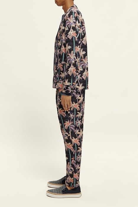 PRINTED LINEN-BLEND UNCONSTRUCTED BLAZER JACKET BLACK AOP PA 5