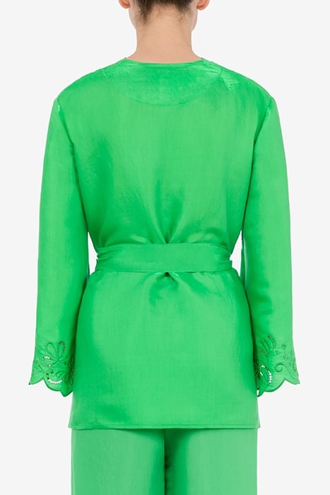 SHIRT WITH AJOUR SASH GREEN 2