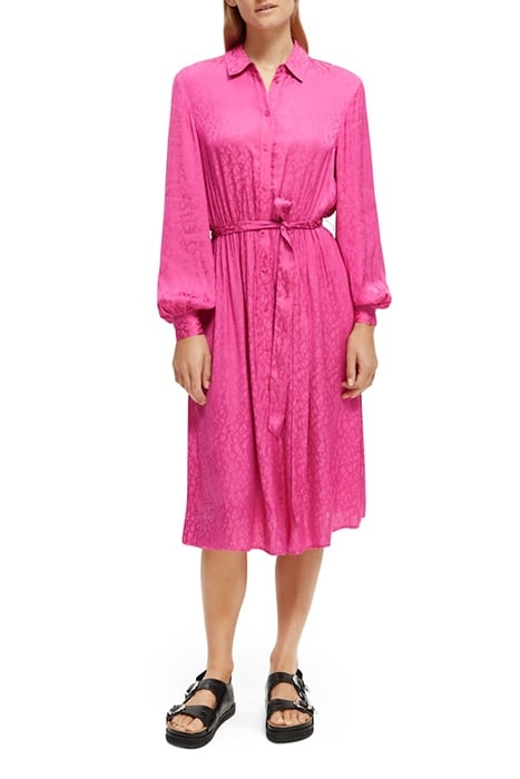 RELAXED FIT SHIRT DRESS IN VISCOSE JACQUARD FUCHSIA 3