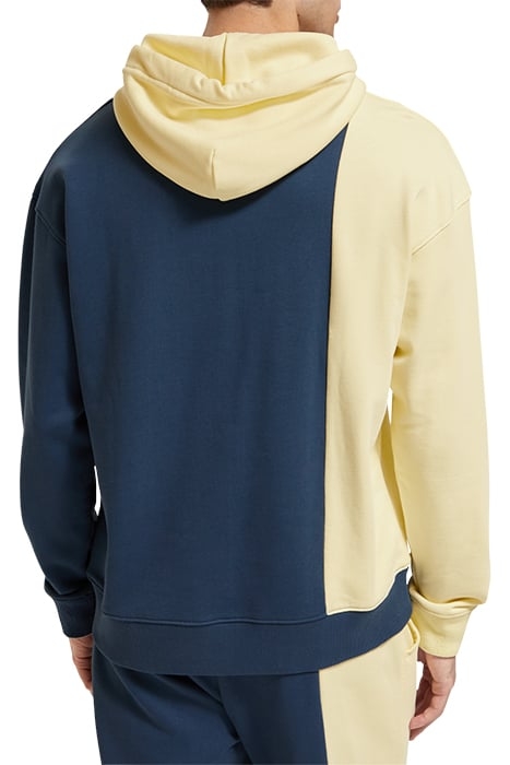 UNISEX - ORGANIC COTTON COLOURBLOCK HOODIE STORM BLUE/GLOW C 5